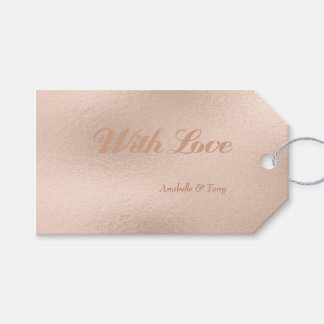 Roos Gouden Folie Roze Pastel Bruiloft Dag Cadeaulabel
