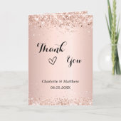 Roos gouden foto bruiloft dank u kaart (Voorkant)