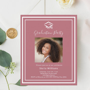 Roos gouden foto pet Graduation Party uitnodiging