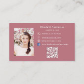 Roos gouden foto qr code Facebook icoon Visitekaartje (Achterkant)