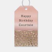 Roos Gouden Glam Glitter Luipaard Cadeaulabel (Voorkant)