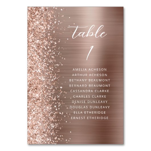 Roos Gouden Glam Glitter Metallic Script Bruiloft Kaart (Voorkant)