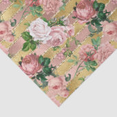 Roos Gouden Glam Glitz Rozen Bloemenstrepen Tissuepapier (Detail)