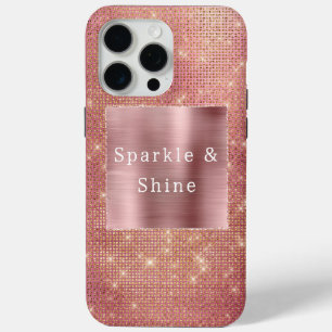 Roos Gouden Glam Sparkle iPhone 15 Pro Max Hoesje