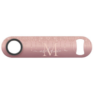 Roos Gouden Glitter Aangepaste letter Jouw naam Ba Speed Flessenopener