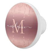 Roos Gouden Glitter Aangepaste Letter Naam Keramis Keramische Knop (Rechts)