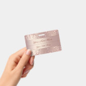 Roos Gouden Glitter Aangepaste Naam Badge Sjabloon (Handheld)