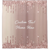 Roos gouden glitter aangepaste naam douchegordijn (Voorkant)