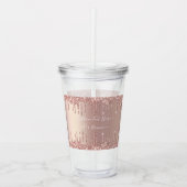 Roos Gouden Glitter Aangepaste Tekst Acryl Tumbler Acryl Drinkbeker (Voorkant)