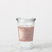 Roos Gouden Glitter Aangepaste Tekst Acryl Tumbler Acryl Drinkbeker (Achterkant)