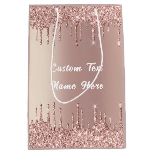 Roos gouden glitter aangepaste tekst Jouw naam ges Medium Cadeauzakje