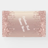 Roos gouden glitter aangepaste tekst Jouw namen ba Spandoek (Horizontaal)