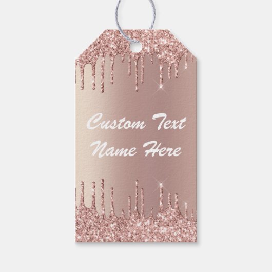 Roos Gouden Glitter Aangepaste Tekst Jouw namen Ca Cadeaulabel (Voorkant)
