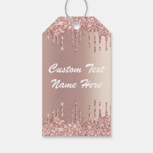 Roos Gouden Glitter Aangepaste Tekst Jouw namen Ca Cadeaulabel (Achterkant)