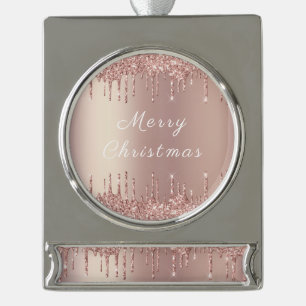 Roos gouden glitter aangepaste tekst kerstversieri verzilverd banner ornament