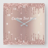 Roos gouden glitter aangepaste tekst klok geperson (Voorkant)