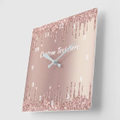 Roos gouden glitter aangepaste tekst klok geperson (Hoek)