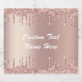 Roos Gouden Glitter Aangepaste Tekst Mousserende W Sparkling Wijnetiket (Enkel label)