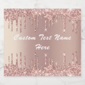 Roos Gouden Glitter Aangepaste Tekst Mousserende W Sparkling Wijnetiket (Enkel label)