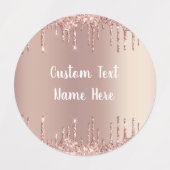 Roos gouden glitter aangepaste tekst naam labels (Design 1)