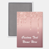 Roos Gouden Glitter Aangepaste Tekst Naam Magnet G Magneet (Voorkant / Achterkant)