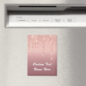 Roos Gouden Glitter Aangepaste Tekst Naam Magnet G Magneet (Insitu (Vaatwasser))