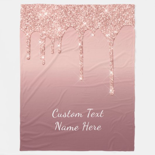 Roos Gouden Glitter Aangepaste Tekstnaam Fleece De (Voorkant)