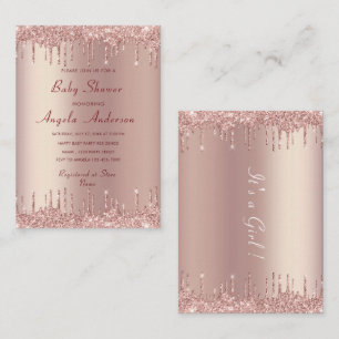 Roos Gouden Glitter Baby shower Uitnodiging Sjablo