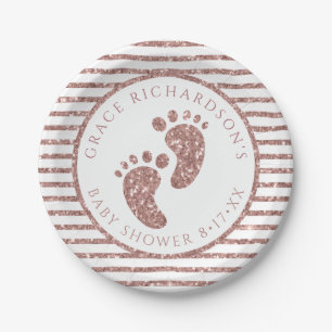 Roos Gouden Glitter Baby Voeten Baby shower Person Papieren Bordje