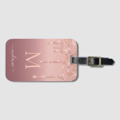 Roos Gouden Glitter Bagagelabel Aangepaste Letter  (Voorkant (horizontaal))