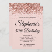 Roos Gouden Glitter Blush Roze 50ste Verjaardag Kaart (Voorkant / Achterkant)