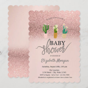 Roos Gouden Glitter Bokeh, Cactus Planten Baby sho Kaart