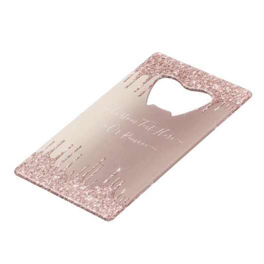 Roos Gouden Glitter Bottle Opener met Aangepaste T Kredietkaart Flessenopener (Achterkant Gekanteld)