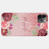 Roos Gouden Glitter Bourgogne Bloemen Gepersonalis Case-Mate iPhone Case (Achterkant (horizontaal))