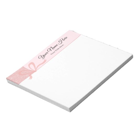Roos Gouden Glitter Bow Custom Note Pad Notitieblok (Gedraaid)
