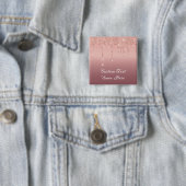 Roos Gouden Glitter Button met Aangepaste Tekstnaa (In situ)