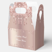 Roos Gouden Glitter Cadeaudoos met Aangepaste Teks Bedankdoosjes (Geopend)