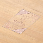 Roos gouden glitter confetti Chic duidelijke bruil Acryl Uitnodigingen (Laagn)