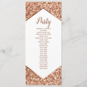 Roos gouden glitter Confetti glam bruiloft program Programma (Achterkant)