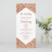 Roos gouden glitter Confetti glam bruiloft program Programma (Staand voorkant)