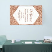 Roos gouden glitter Confetti glam bruiloft welkom Spandoek (Beurs)