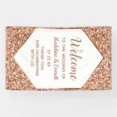 Roos gouden glitter Confetti glam bruiloft welkom Spandoek (Horizontaal)