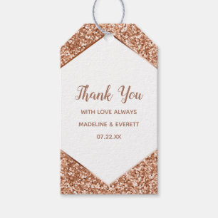 Roos Gouden Glitter Confetti Glamour Dank u Cadeaulabel