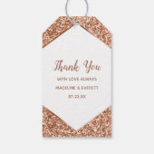 Roos Gouden Glitter Confetti Glamour Dank u Cadeaulabel (Achterkant)