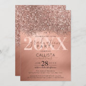 Roos Gouden Glitter Confetti Metallic Afstuderen Kaart (Voorkant / Achterkant)