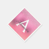 Roos Gouden Glitter Confetti Monogram Verjaardag Servet (Hoek)