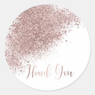 Roos gouden glitter dank u envelop afdichting ronde sticker