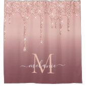 Roos Gouden Glitter Douchegordijn met Aangepaste N (Voorkant)