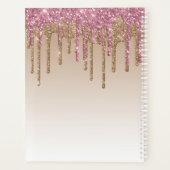 Roos Gouden Glitter Drips Ombre Monogram 2024 Planner (Achterkant)