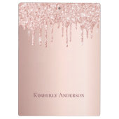 Roos gouden glitter druipt roze naam klembord (Achterkant)